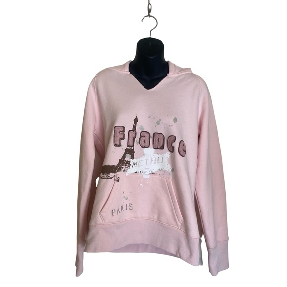 Maurices Metro Paris France Pink Long Sleeve Hoodie - Picture 1 of 7